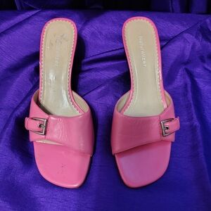 Naturalizer Pink Buckle Kitten Mules
